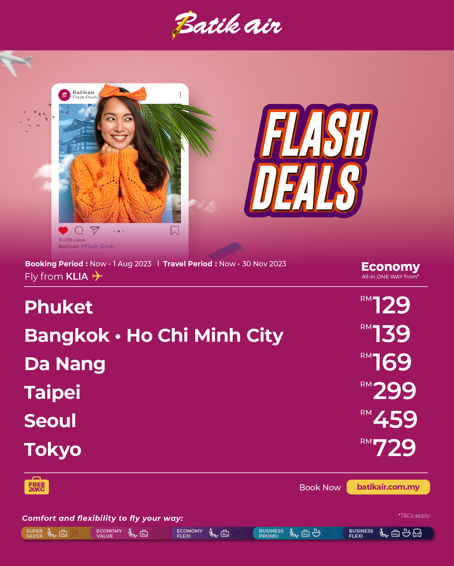 International Flight starting from RM 129 only