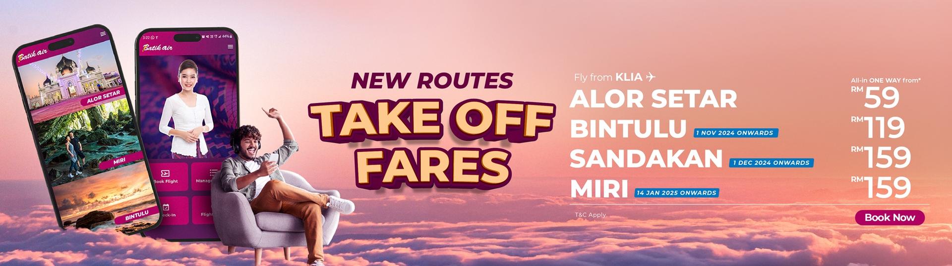 New Routes Take Off Fares