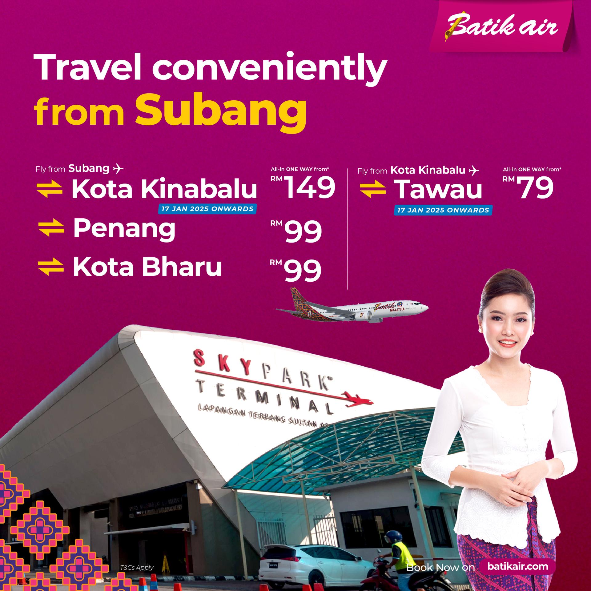 Fly to/from Subang Airport