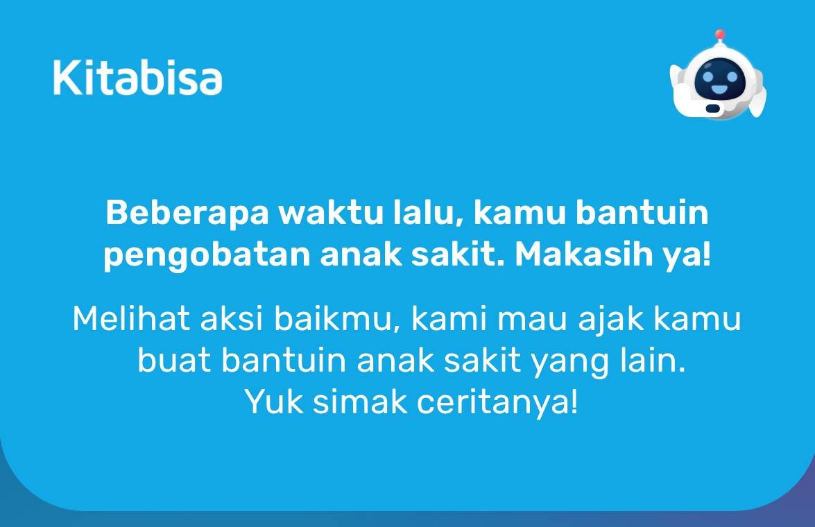 Beberapa waktu lalu kamu udah ikut bantu pasien yang sedang berjuang lewat galang dana medis. Kebaikanmu itu masih terus berarti sampai sekarang 💙