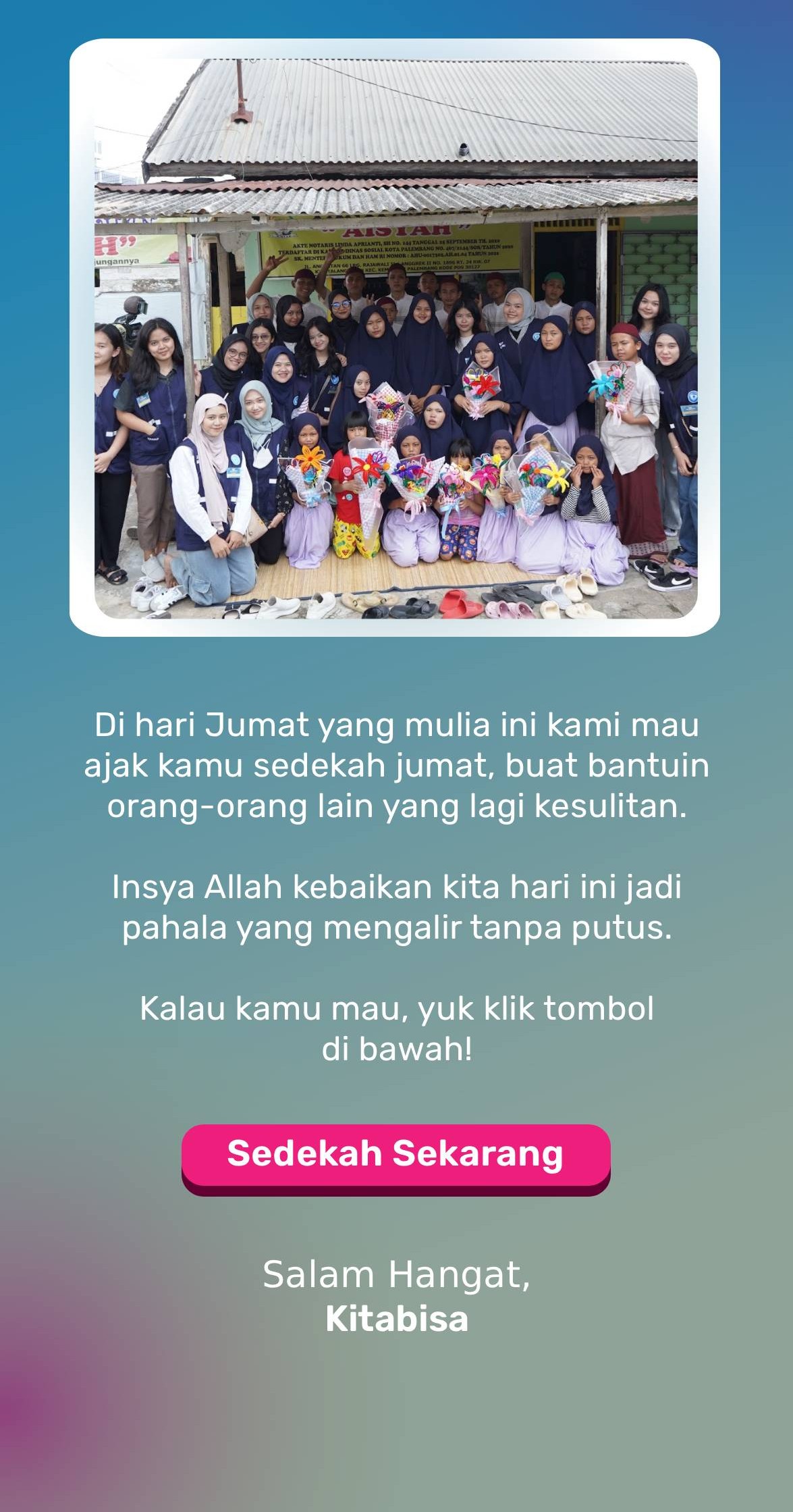 Berbagi untuk anak anak lainnya di Hari Jumat ini, yuk!