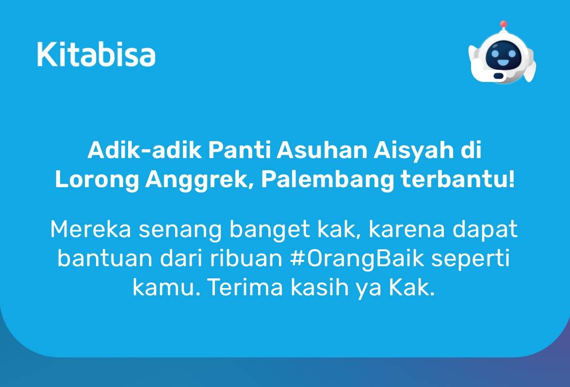 Adik adik Panti Asuhan Aisyah di Lorong Anggrek, Palembang Terbantu!
