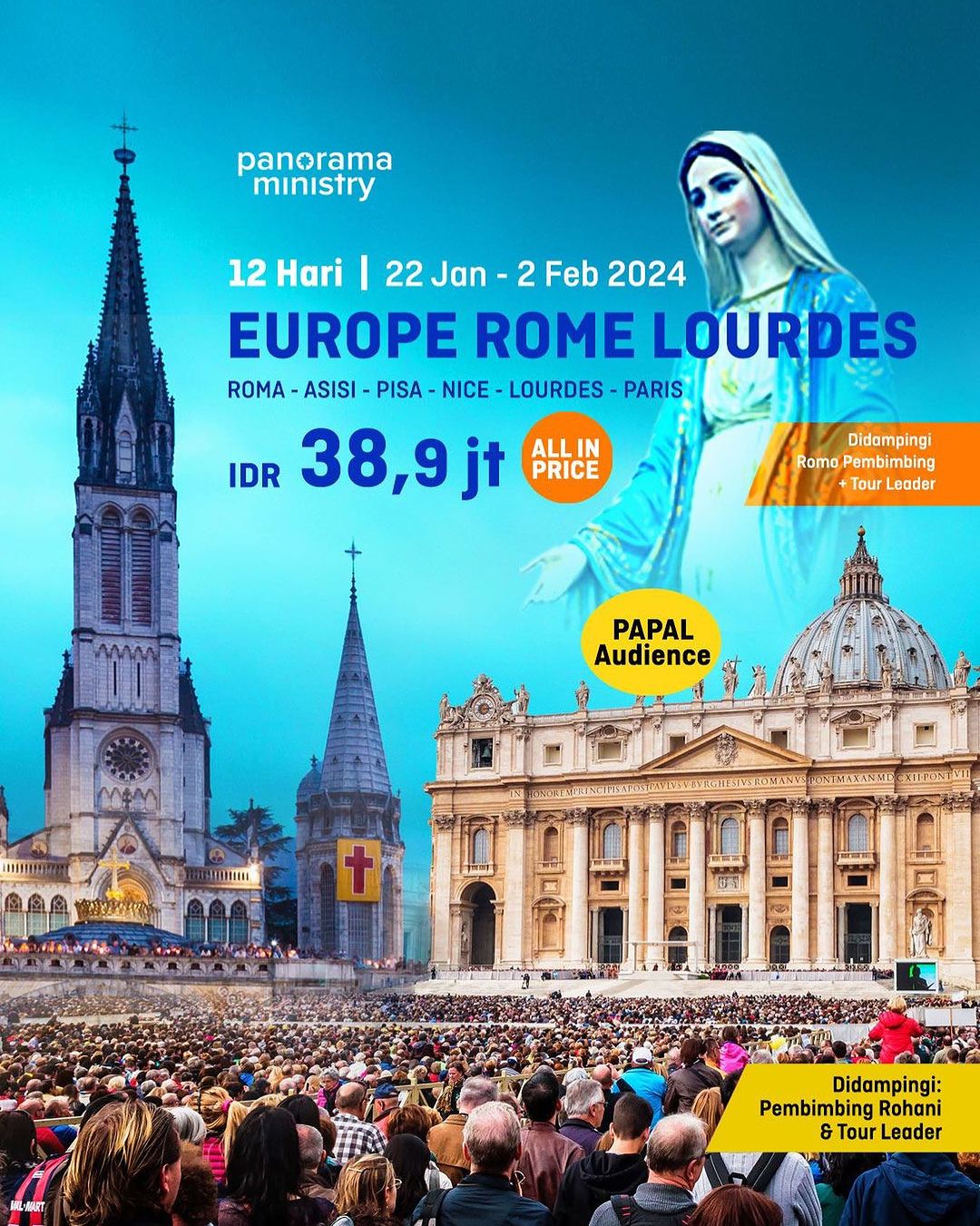 Tour Europe Rome Lourdes