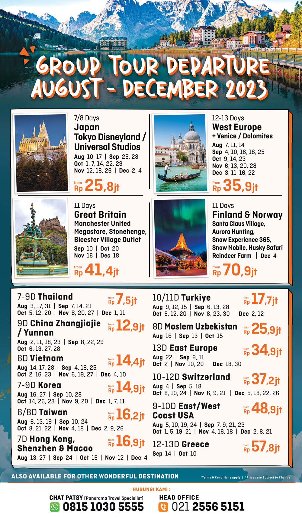 Group Tour August - Dec 