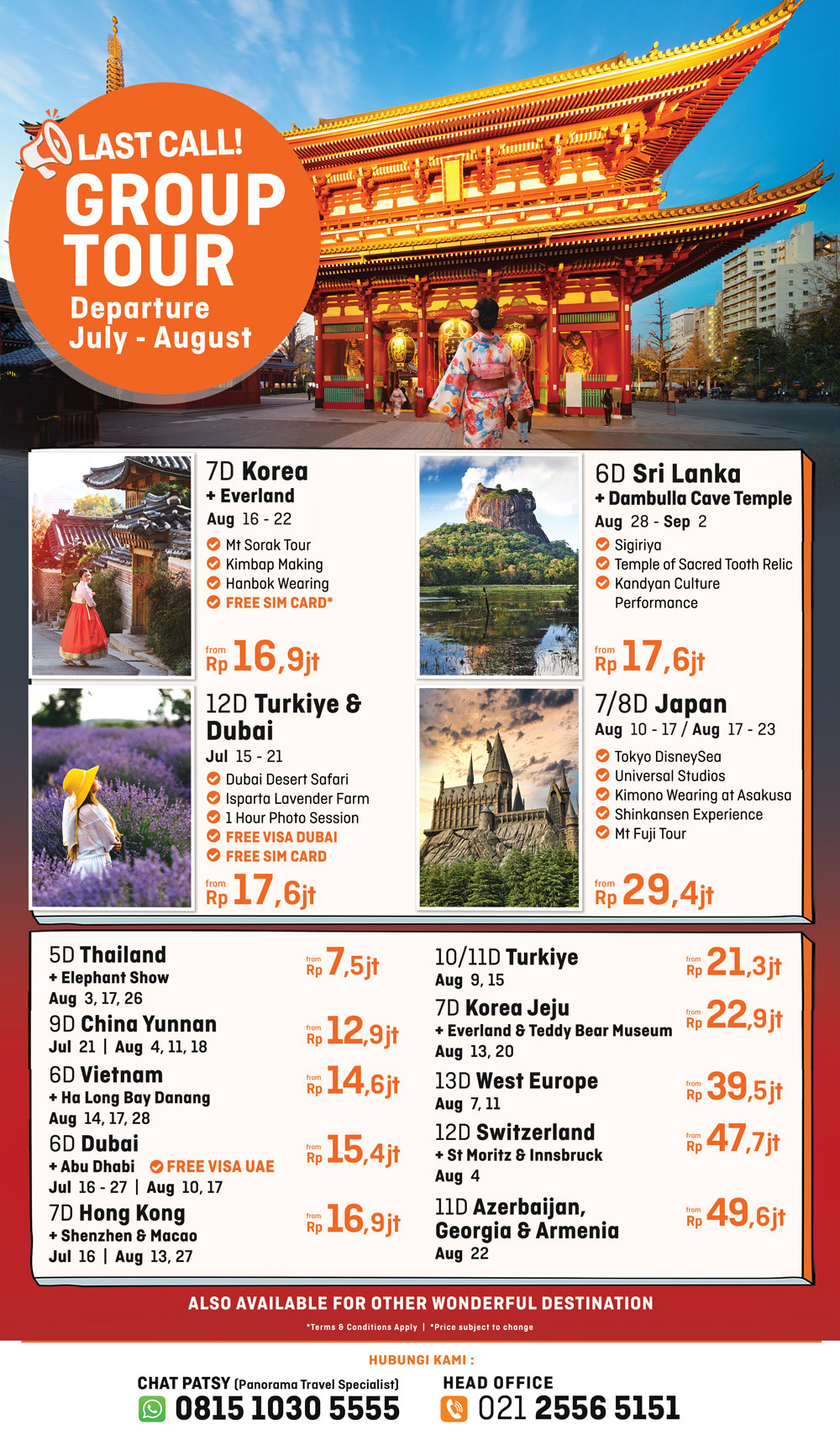 Group Tour July - Aug