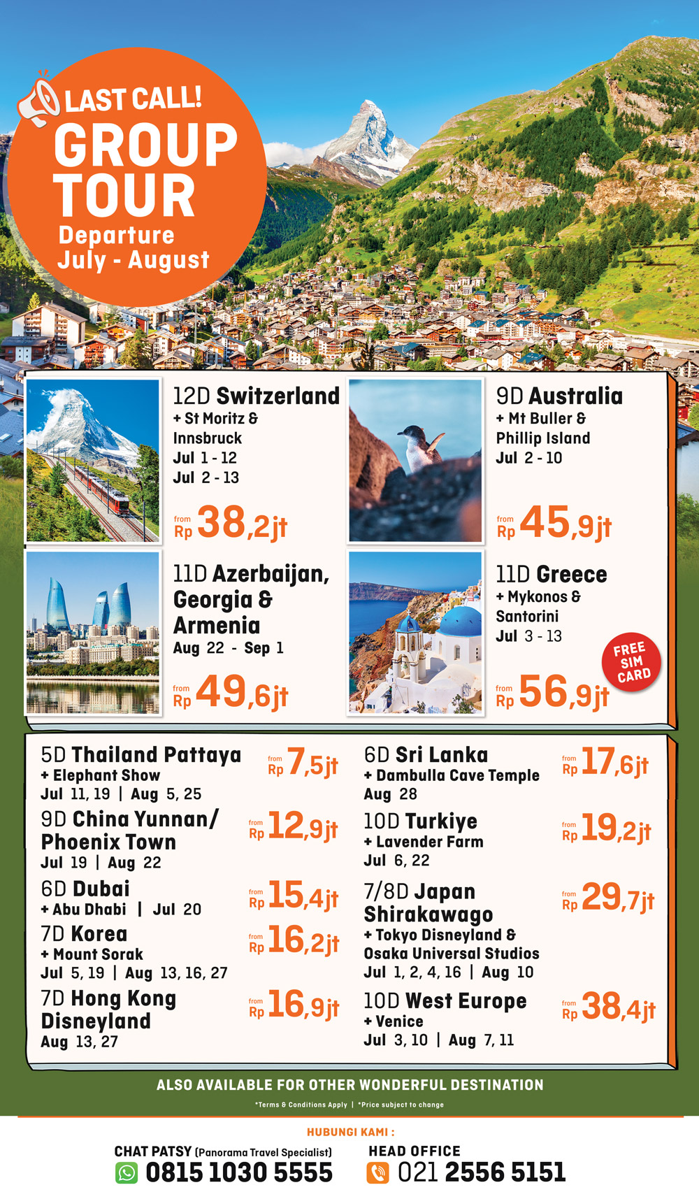 Group Tour July - Aug