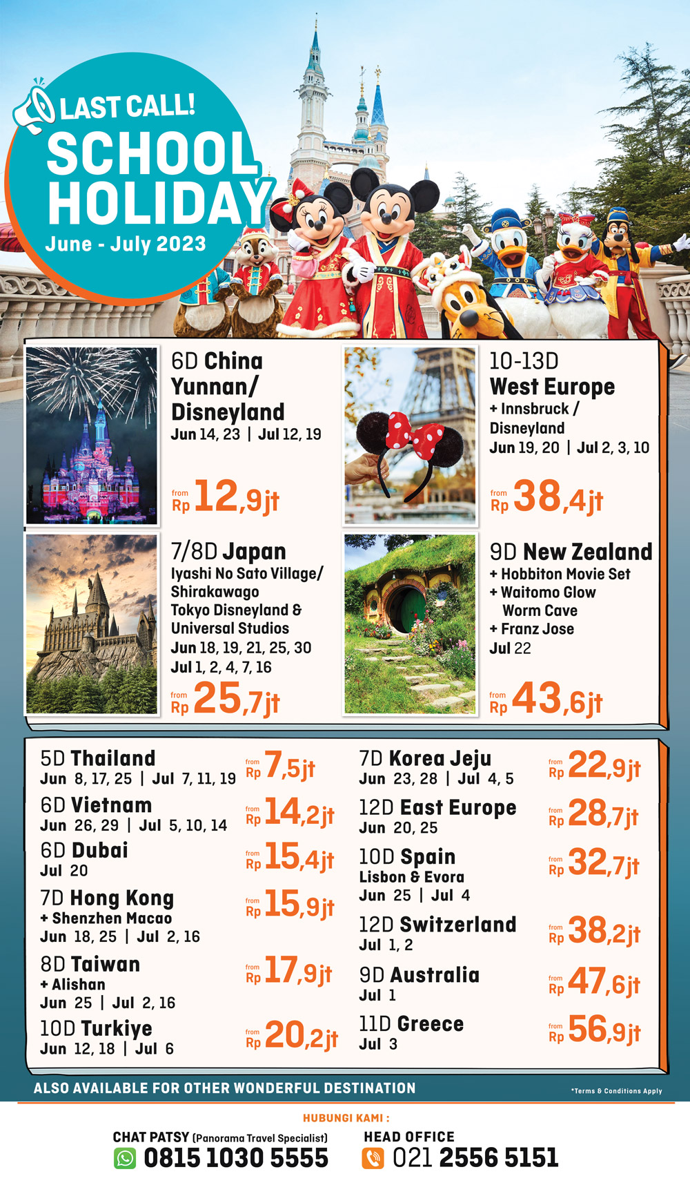 Last Minute Call Group Tour School Holiday