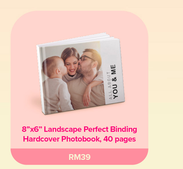 8&rdquo;x6&rdquo; Landscape Perfect Binding Hardcover Photobook, 40 pages