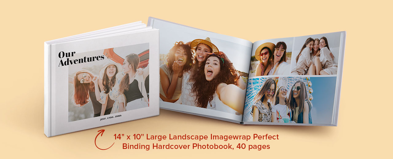 14'' x 10'' Large Landscape Imagewrap Perfect Binding Hardcover Photobook, 40 pages