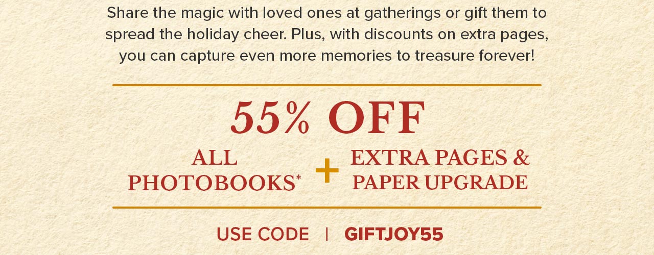 55% OFF | All Photobooks + Extra Pages & Paper Upgrade