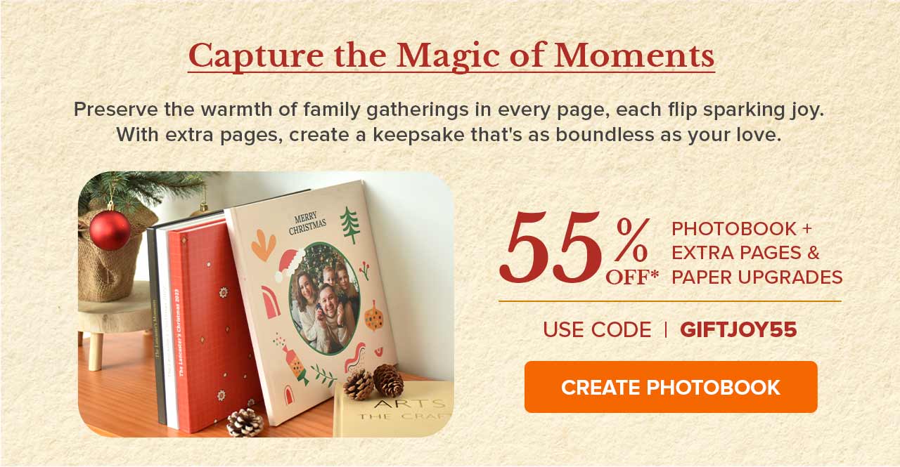 55% OFF Photobook + Extra Pages & Paper Upgrades | CREATE PHOTOBOOK