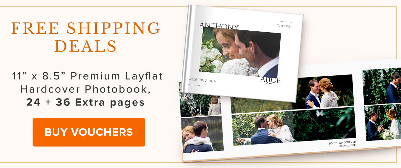FREE SHIPPING DEALS |  11''x8.5&rdquo; Premium Layflat Hardcover Photobook, 24 + 36 Extra  pages