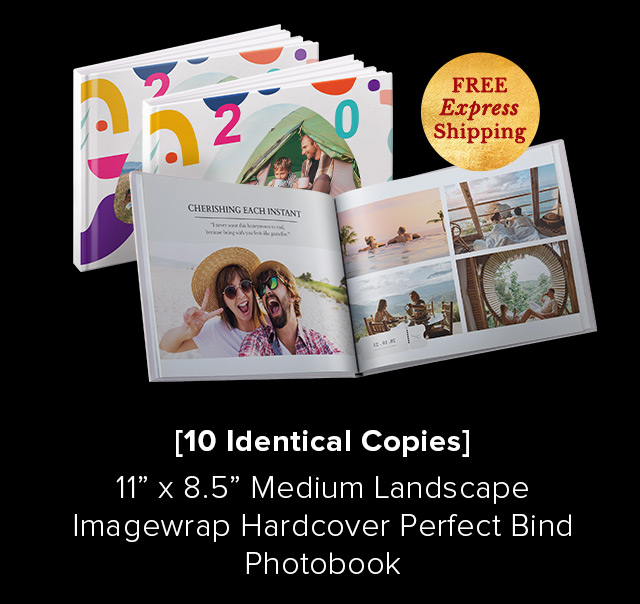 [10 IDENTICAL COPIES]  11” x 8.5” Medium Landscape Imagewrap Hardcover Perfect Bind Photobook