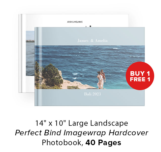 14'' x 10'' Large Landscape Perfect Bind Imagewrap Hardcover Photobook, 40 Pages