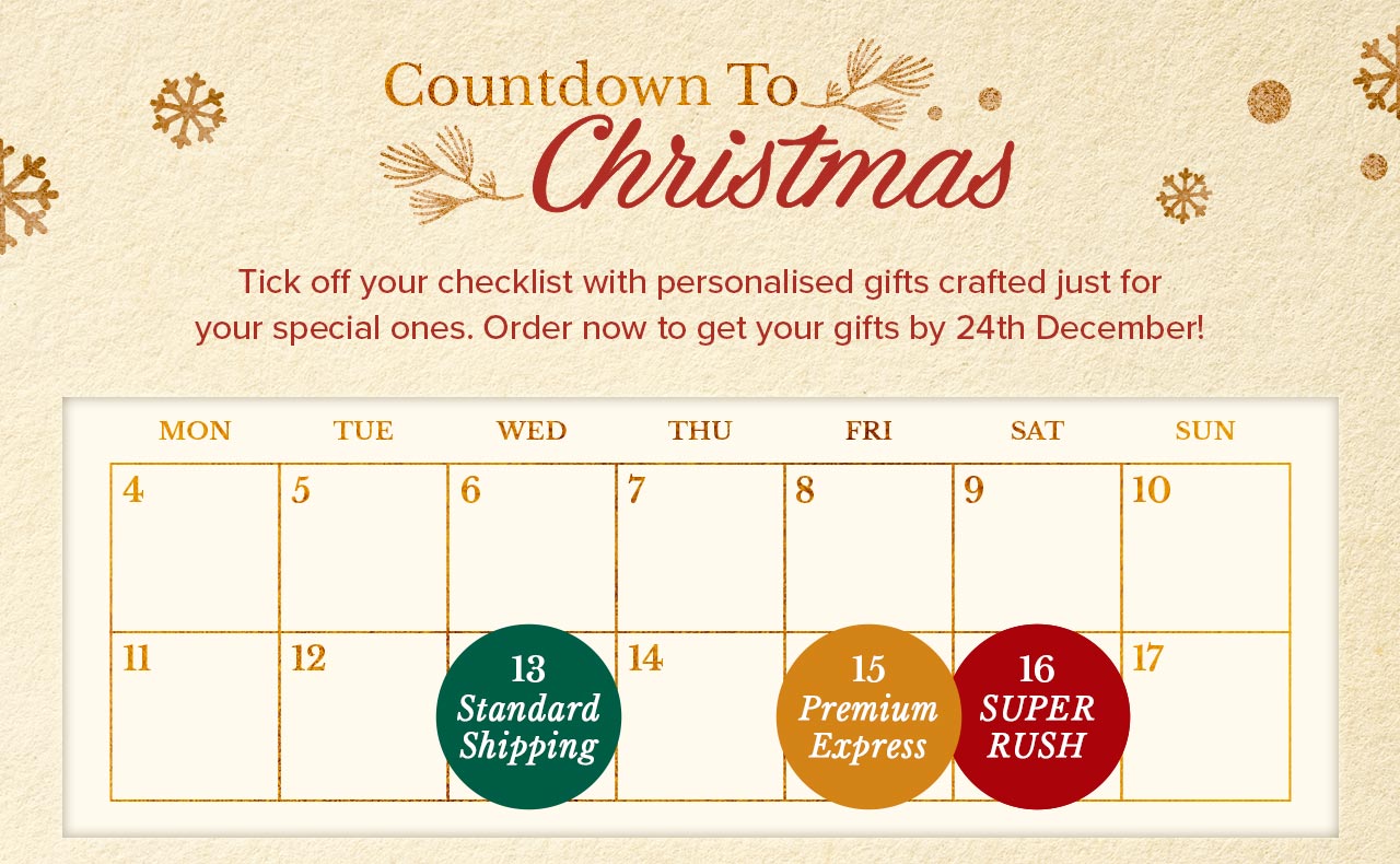 Countdown to Christmas | Receives gifts by 24th Dec