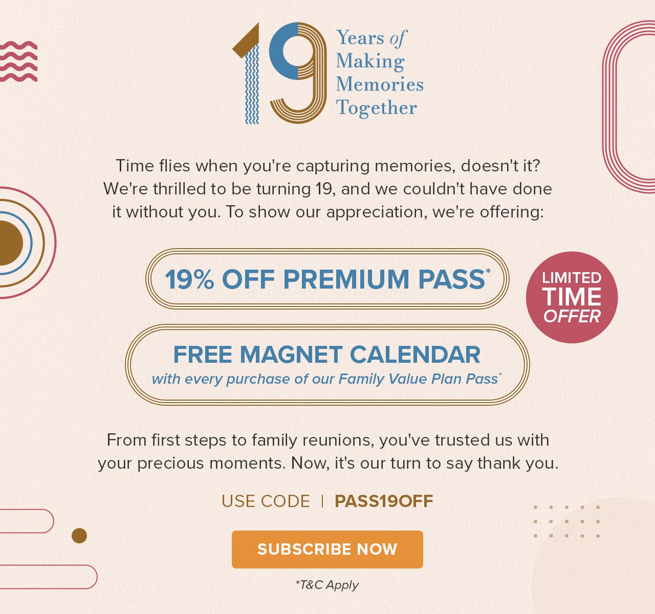 19% OFF Premium Pass + FREE Magnet Calendar