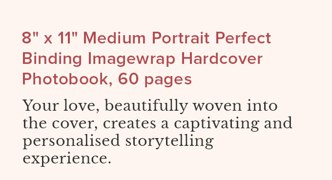 8'' x 11'' Medium Portrait Perfect Binding Imagewrap Hardcover Photobook, 60 pages