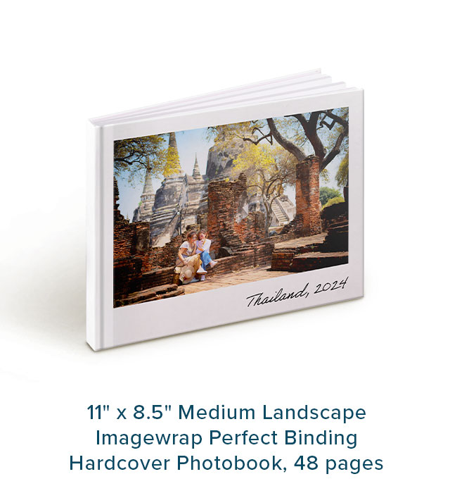11'' x 8.5'' Medium Landscape Imagewrap Perfect Binding Hardcover Photobook, 48 pages
