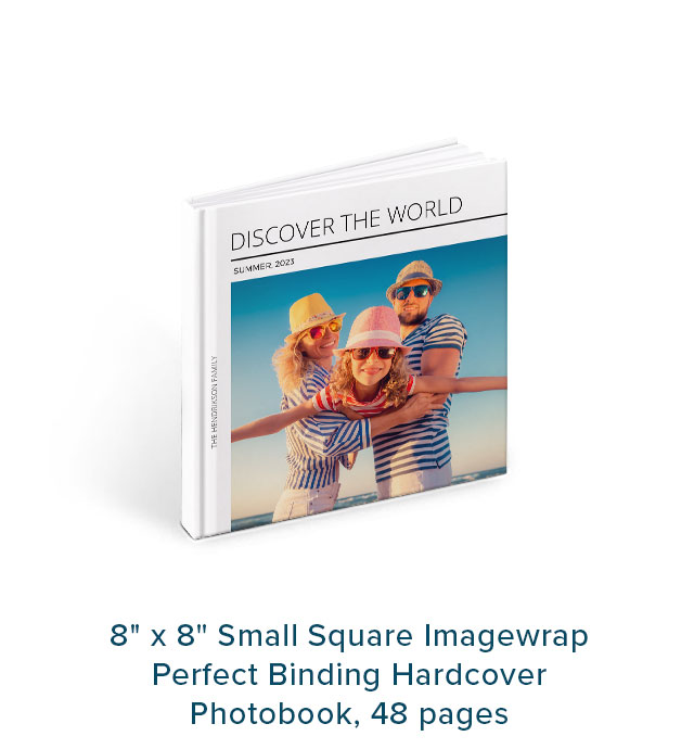8'' x 8'' Small Square Imagewrap Perfect Binding Hardcover Photobook, 48 pages