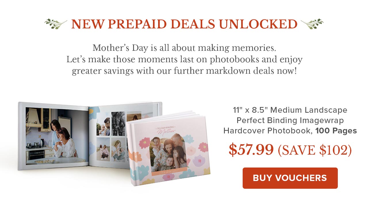 11'' x 8.5'' Medium Landscape Perfect Bind Imagewrap Hardcover Photobook, 100 Pages
