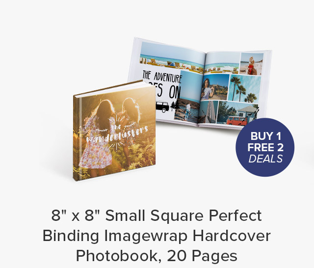 8'' x 8'' Small Square Perfect Binding Imagewrap Hardcover Photobook, 20 Pages