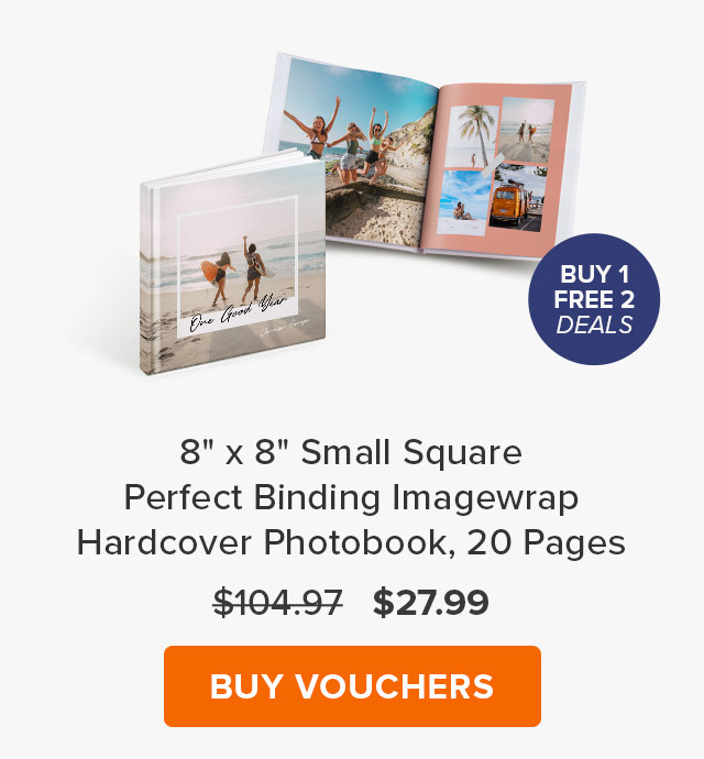 8'' x 8'' Small Square Perfect Binding Imagewrap Hardcover Photobook, 20 Pages
