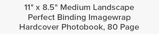 11'' x 8.5'' Medium Landscape Perfect Binding Imagewrap Hardcover Photobook, 80 Pages