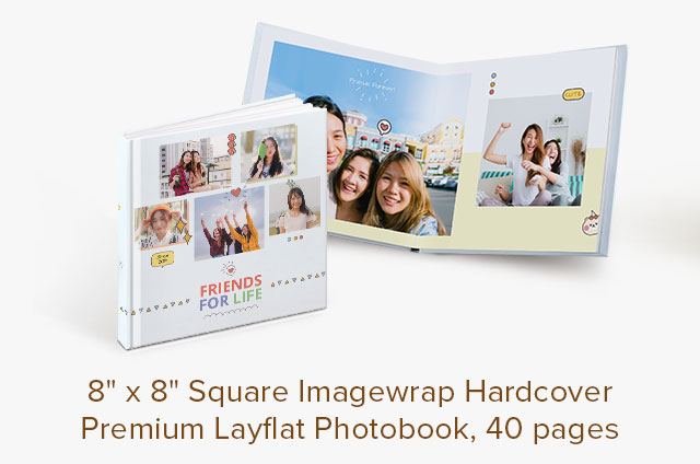 8'' x 8'' Square Imagewrap Hardcover Premium Layflat Photobook, 40 pages