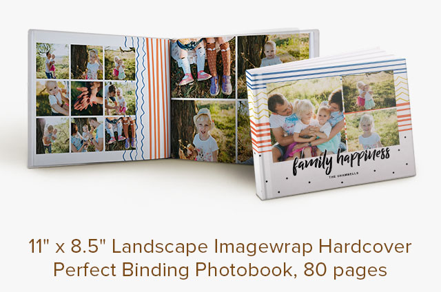 11'' x 8.5'' Landscape Imagewrap Hardcover Perfect Binding Photobook, 80 pages
