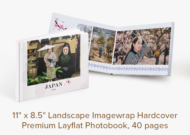 11'' x 8.5'' Landscape Imagewrap Hardcover Premium Layflat Photobook, 40 pages