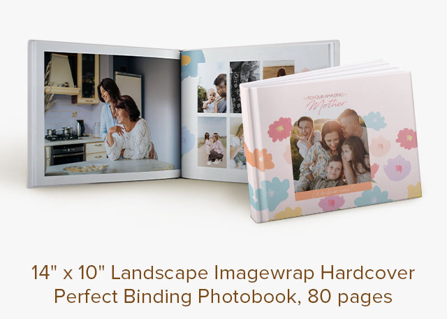 14'' x 10'' Landscape Imagewrap Hardcover Perfect Binding Photobook, 80 pages